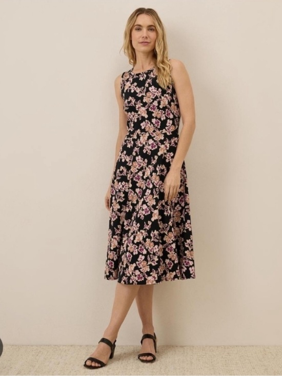 Pact Dresses & Skirts - Pact Organic Cotton Midi Dress M Floral Keyhole Back Pockets Cottagecore